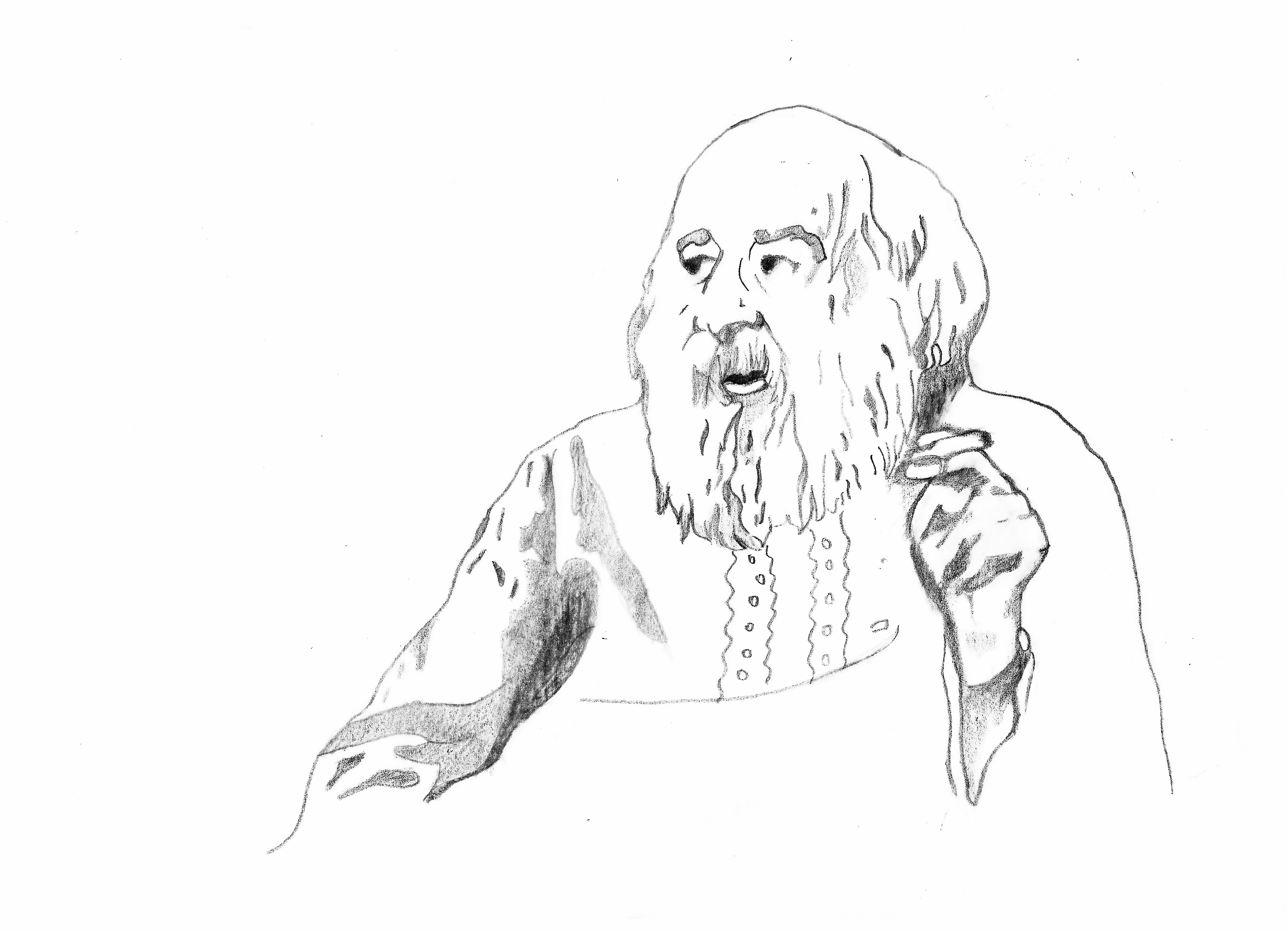 Hand-drawn portrait of Fritz Perls